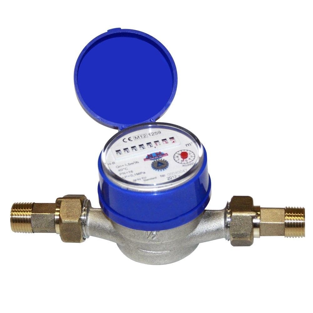 Mates uji 3/4"x130mm PN 16 single jet trup bronxi nikel i kromuar, me rakord, fushe te thate