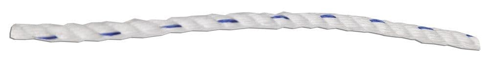 Litar me 3 thurje ,10mmx91m,Materiali PP,Ngjyra I bardhe me vija blu.Pesha 3.8kg/roll
