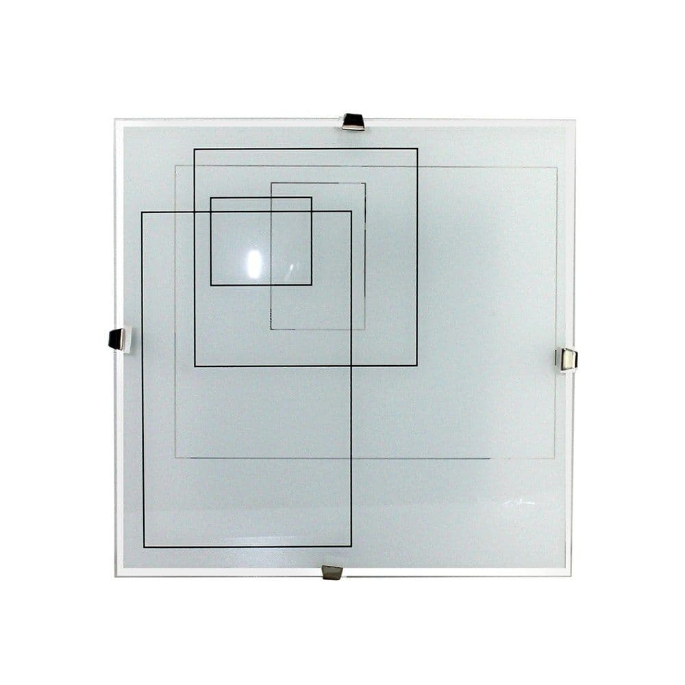 Ndricues tavani E27-1x60W.30x30cm/ Xham i rrafeshet me dizenjo,i tejdukshem nga jashte,Nikel satini
