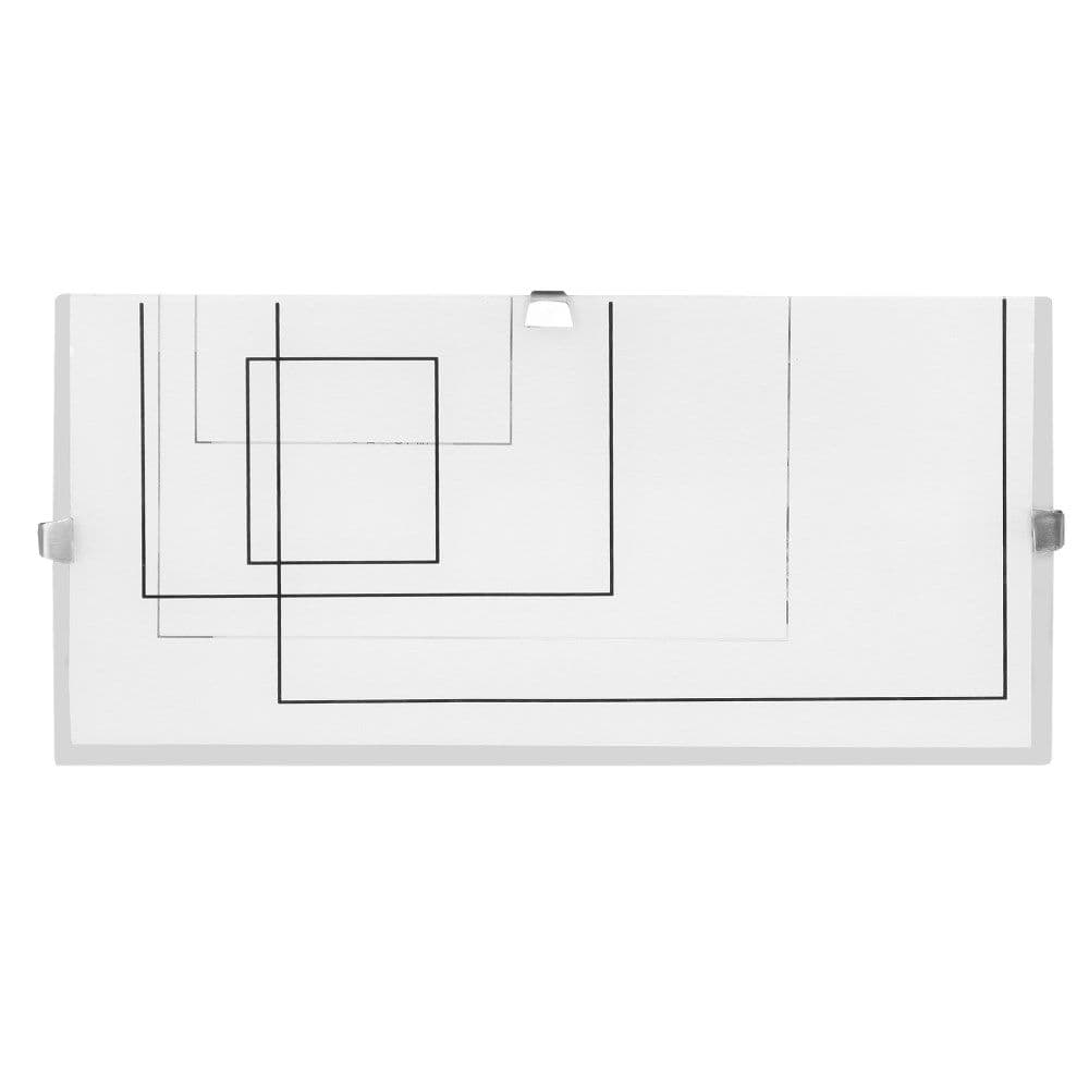 Ndricues muri E27-1x60W.30x15cm/Xham i rrafshet me dizenjo,i tejdukshem nga jashte,Nikel satini