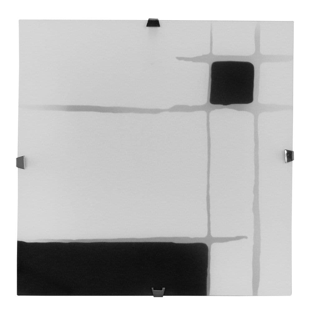 Ndriçues tavani, E27, 1x60W, 30x30 cm, xham i rrafshët me dizenjo, i tejdukshëm nga jashtë, nikel- satini
