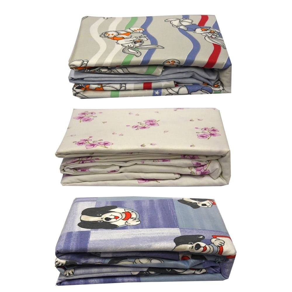 Çarçaf set, tek, fanellatë, shumëngjyrëshe, 165x240 cm; 90x190+25 cm (me llastik); (50x80 cm (x1))