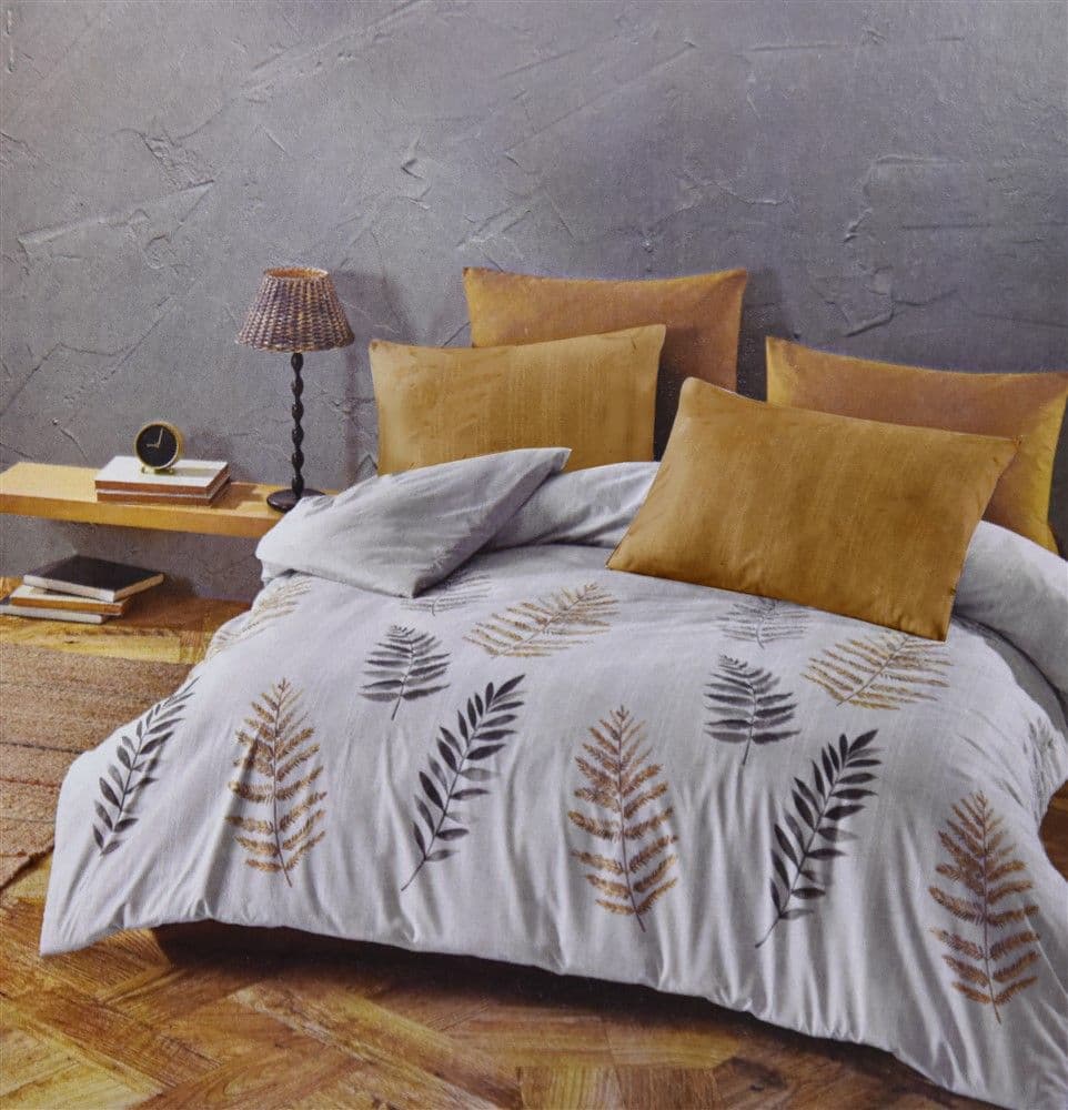Çarçafë, set, dopjo, pambuk, gri/bezhë, 240x240 cm; 160x190 cm; 50x80 cm (x2)