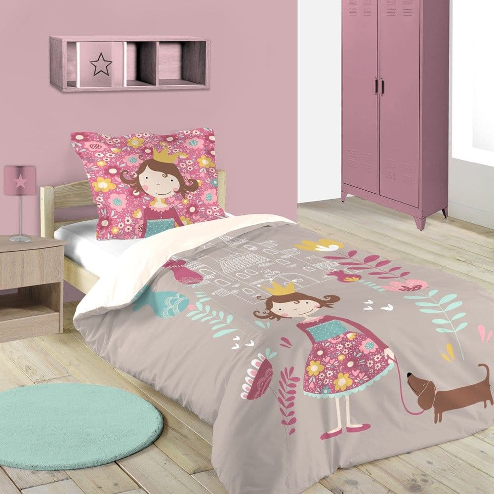 Çarçaf set, Lena, tek, për fëmijë, pambuk, shumëngjyrëshe, 140x200 cm; 63x63 cm (x1)