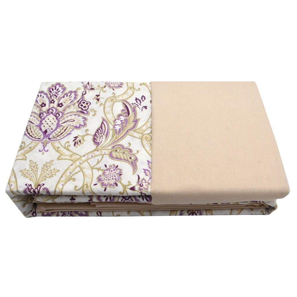 Çarçafë set HomeLife, tek, poliester dhe pambuk, bezhë me lule, 160x240 cm; 90x190 cm+ 25 cm(me llastik); 50x80 cm (x1)