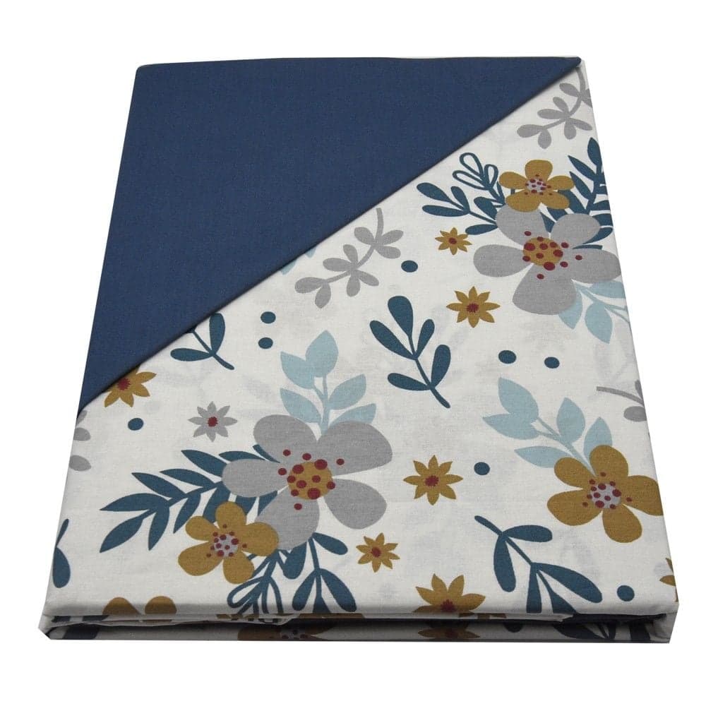 Çarçaf set, tek, pambuk, blu me lule, 160x260 cm; 90x190+ 25 cm; 50x80 cm (x1)