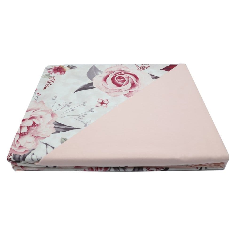 Çarçaf set, dopjo, pambuk, rozë e lehtë me lule, 240x260 cm; 160x190+ 25 cm; 50x80 cm (x2)