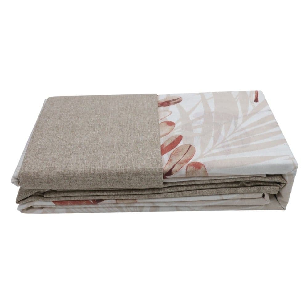 Çarçafë set HomeLife, tek, poliester dhe pambuk, bezhë me lule, 160x240 cm; 90x190 cm+ 25 cm(me llastik); 50x80 cm (x1)