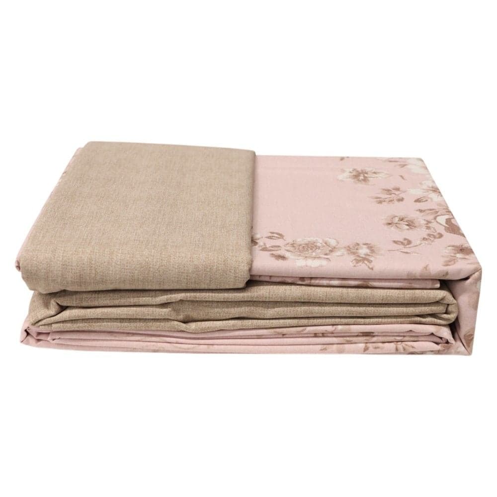 Çarçafë set, HomeLife,dopjo, poliester dhe pambuk, bojëqiell me lule, 240x240 cm; 160x190+25cm(me llastik); 50x80 cm (x2)