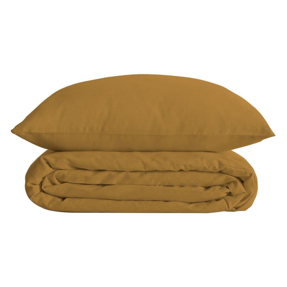 Çarçaf set, Solid, pambuk, okër, 240x220 cm; 63x63 cm (x2)