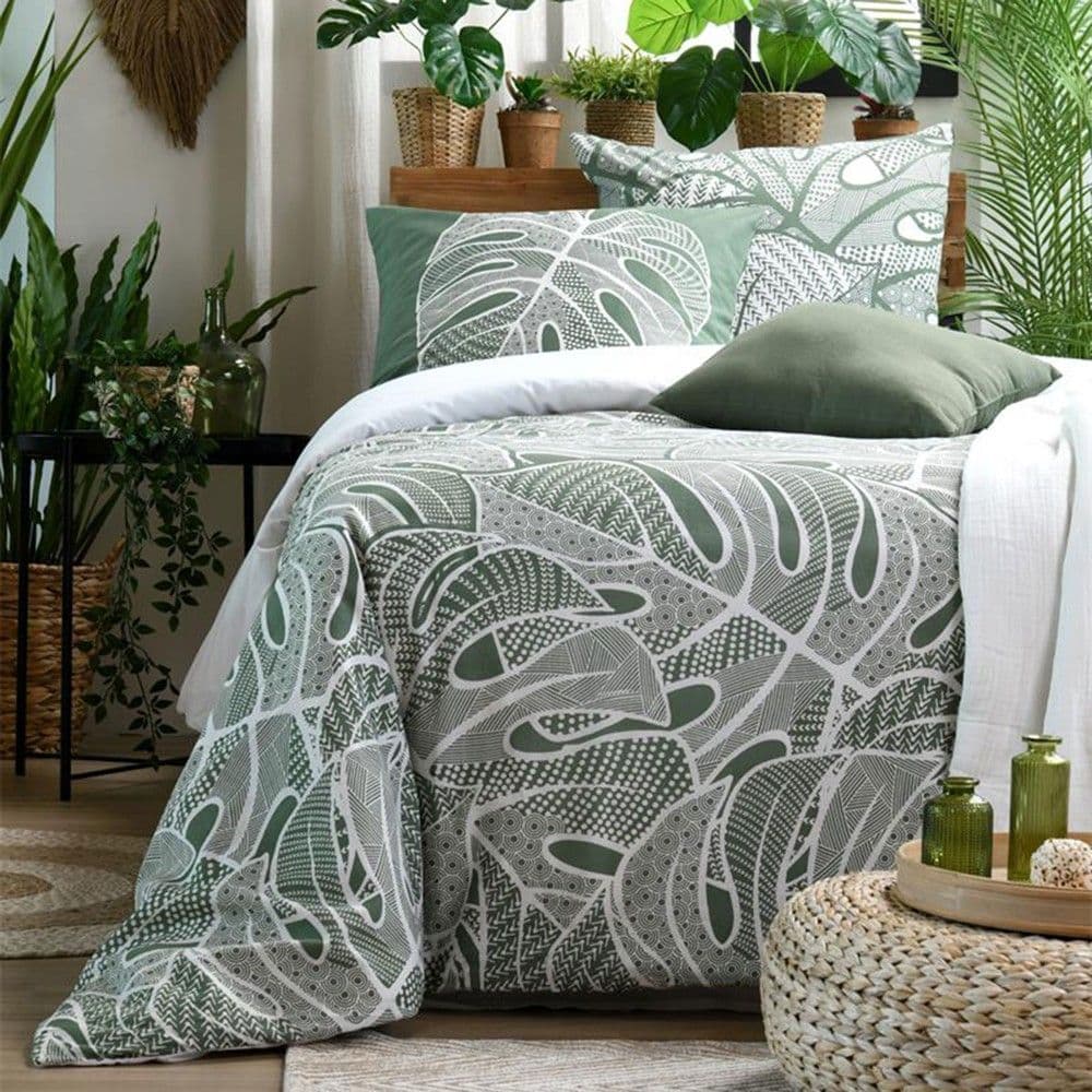 Çarçaf set, Vert, dopjo, pambuk, jeshile/gri, 240x220 cm;63x63 cm(x2)