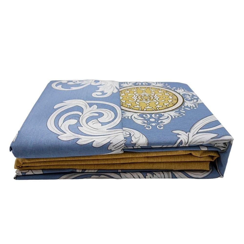 Çarçafë set HomeLife, dopjo, 20% poliester/ 80% pambuk, blu/bezhë, 240x240 cm; 160x190 cm; 50x80 cm (x2)