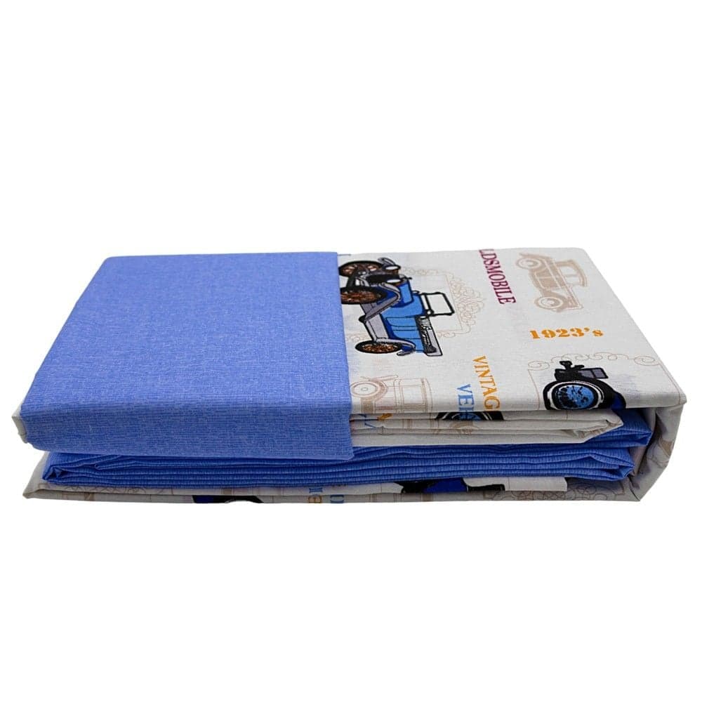 Çarçafë set HomeLife, tek, 20% poliester/ 80% pambuk, blu/e bardhë, 165x240 cm; 90x190 cm; 50x80 cm (x1)