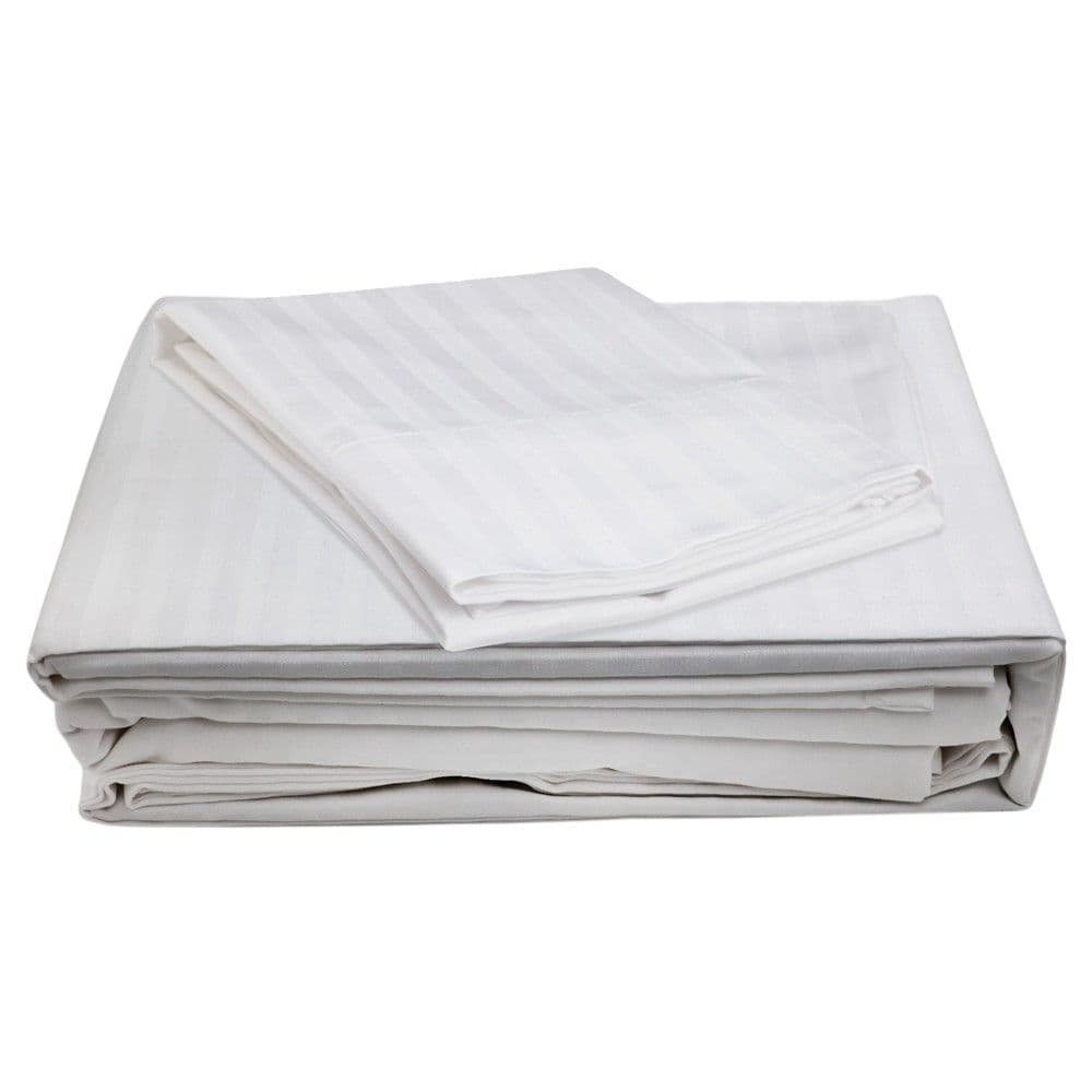 Çarçaf set, tek, saten, 80% pambuk/20% poliester, me vija 7mm, e bardhë, 170x300 cm (pa llastik); 170x300 cm; 50x80 cm (x1)