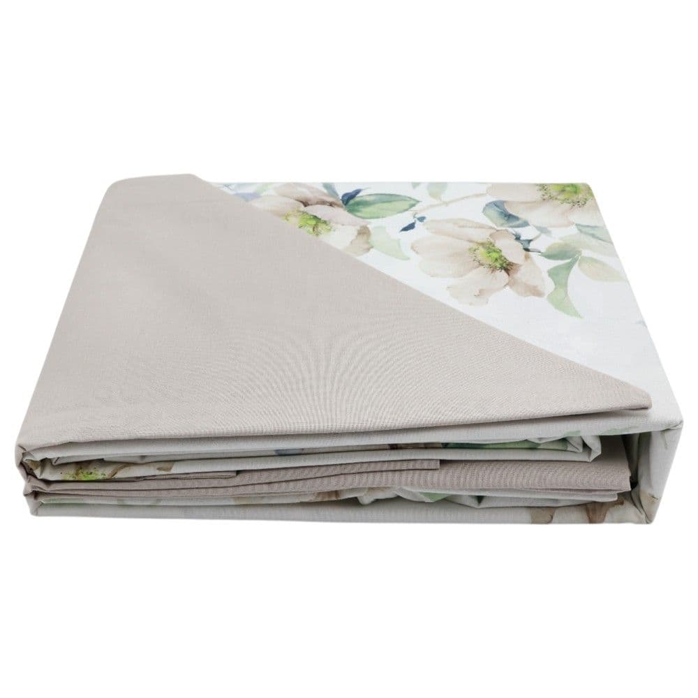 Çarçaf set, tek, zarf, pambuk, bezhë/e bardhë, 160x240 cm; 90x190+25 cm; 50x80 cm