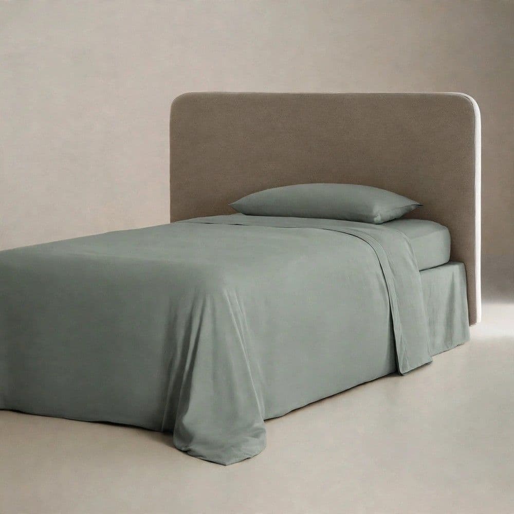 Çarçaf set, tek, 100% poliestër, jeshile e hapur, 160x240 cm (pa llastik); 90x200+30 cm (me llastik); 50x80+10 cm