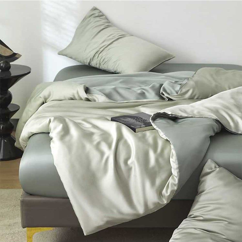Çarçaf dopjo set, fibër tencel+pambuk, jeshile (mente), 250x260 cm(x2); 48x74 cm(x2)