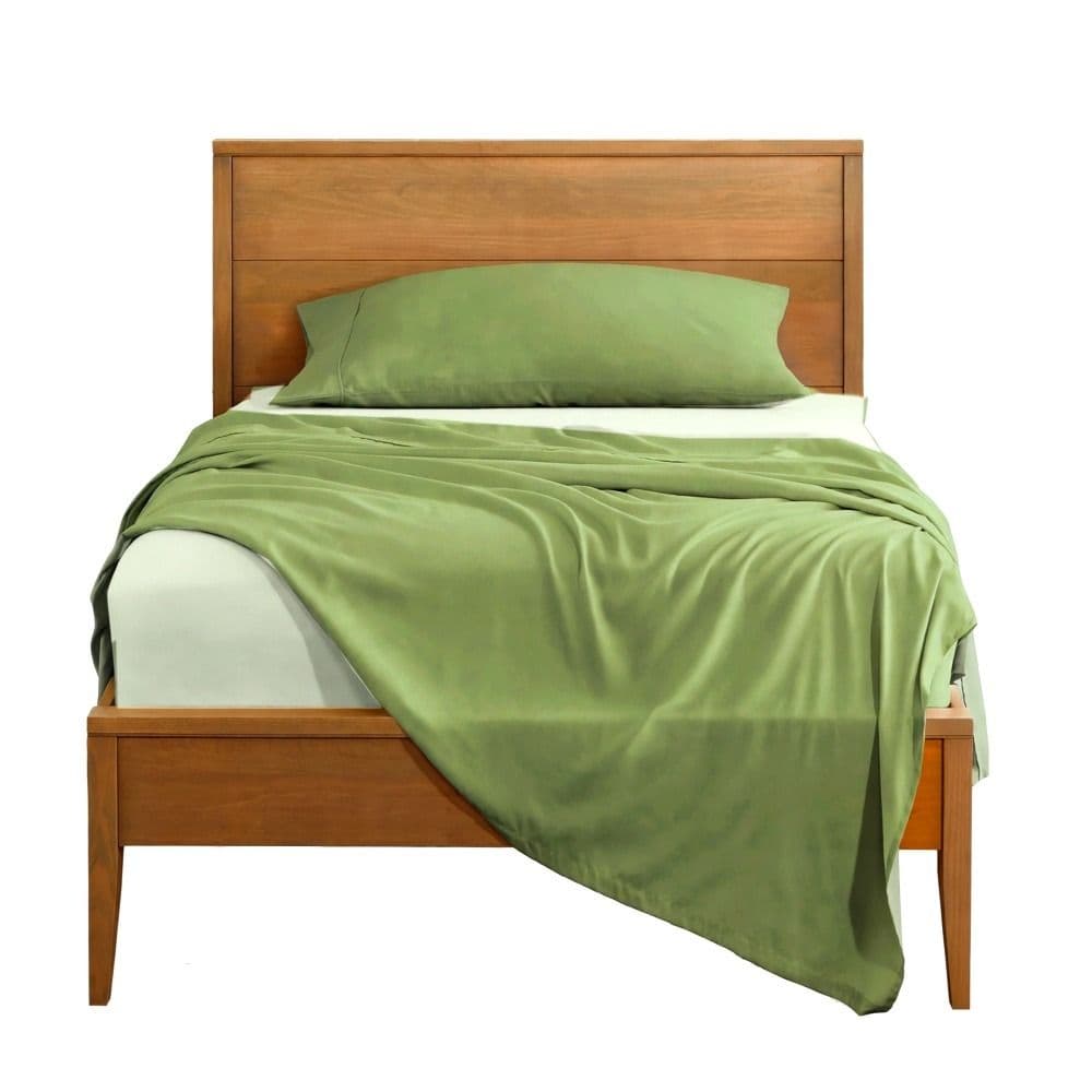 Çarçaf tek set, 100% pambuk, e bardhë/jeshile, 160x240 cm; 90x200+30 cm (me llastëk); 50x75 cm