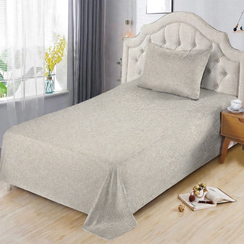 Çarçaf tek, set, 100% pambuk, bezhë, 160x240 cm; 90x200+30 cm (me llastëk); 50x75 cm