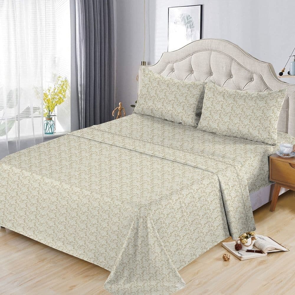 Çarçaf dopjo set, poliestër, bezhë e lehtë , 240x260 cm; 160x200 (me llastëk): 50x75 cm (x2)