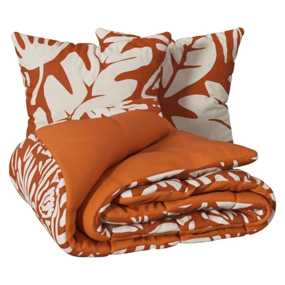 Set mbulesë krevati+2 këllëfë jastëku, Homy, pambuku, portokalli (diznejo me lule), 240x260 cm