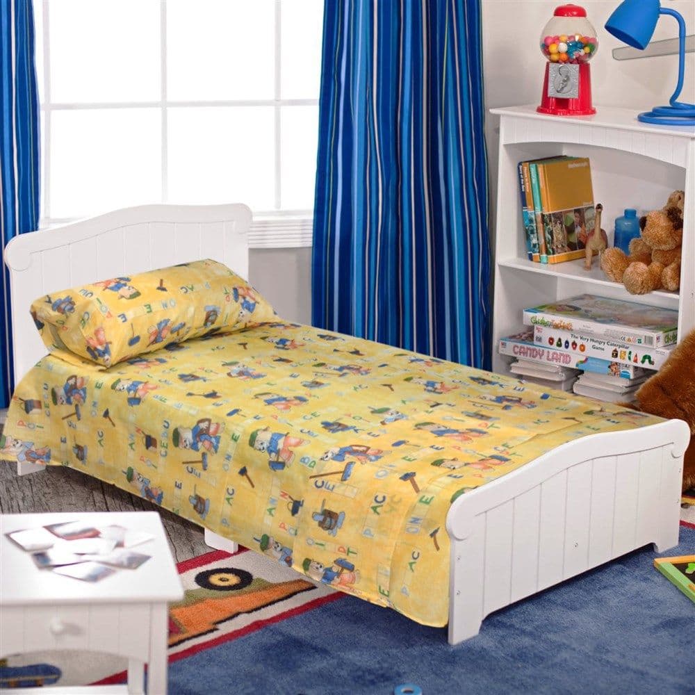 Carcaf per femije (x2) dhe kellef jasteku (x1), 70% pambuk, 30% poliester, Verdhe, (160x240 cm; 160x240 cm); 50x80 cm