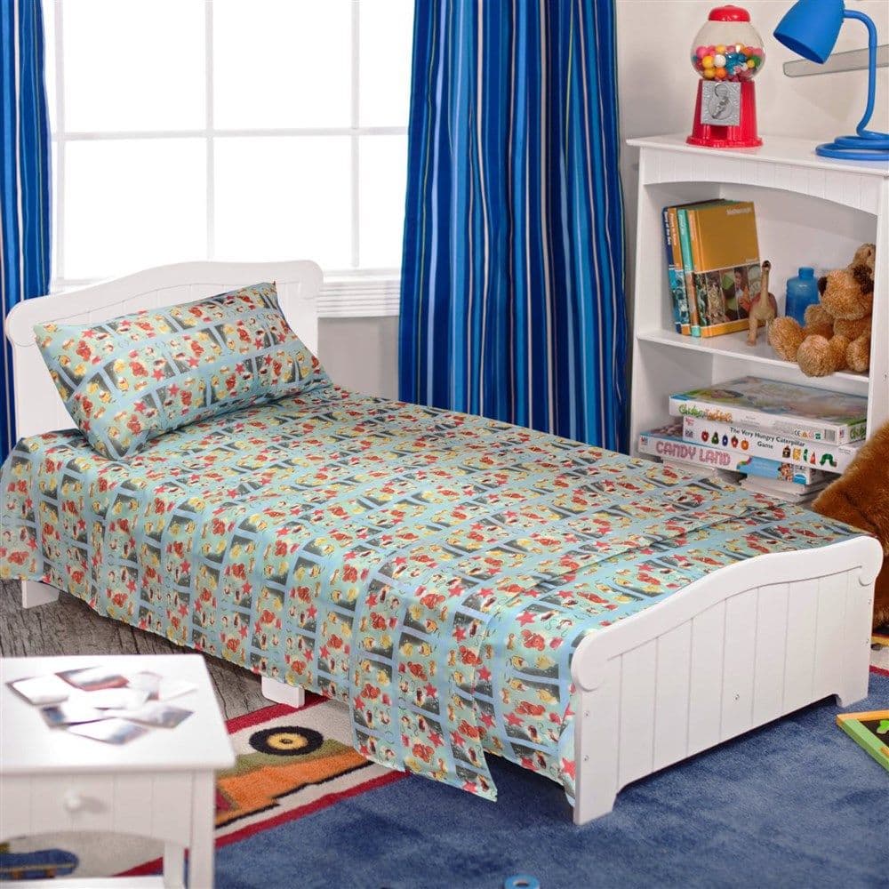 Carcaf per femije (x2) dhe kellef jasteku (x1), 70% pambuk, 30% poliester, blu, (160x240 cm; 90x190 cm); 50x80 cm