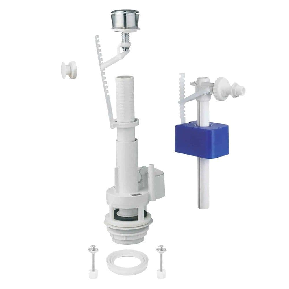 Set mekanizëm shkarkimi, 1 buton + galexhant horizontal 3/8'', plastik, i bardhë