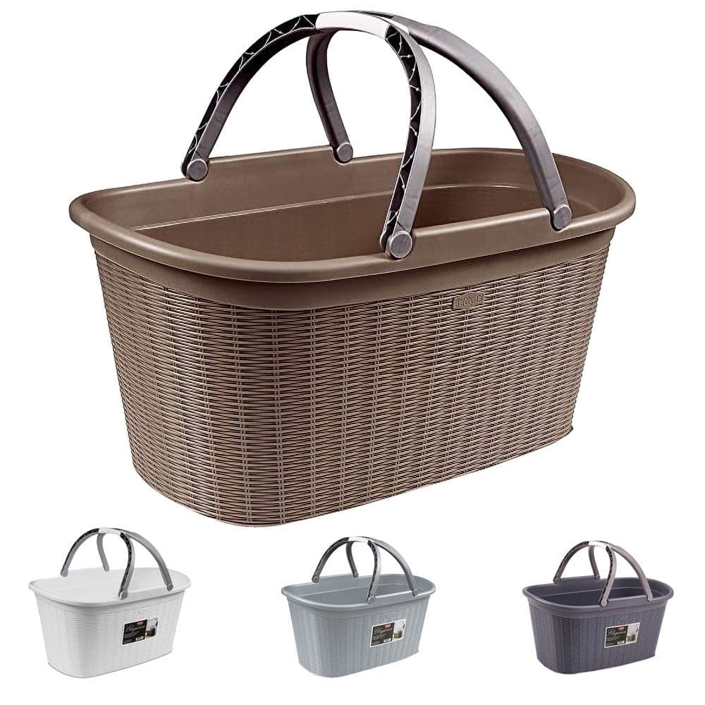 Kosh rrobash, Elegance, oval me doreza, 35L, plastik, shumëngjyrësh, 58x38xH28 cm(display)