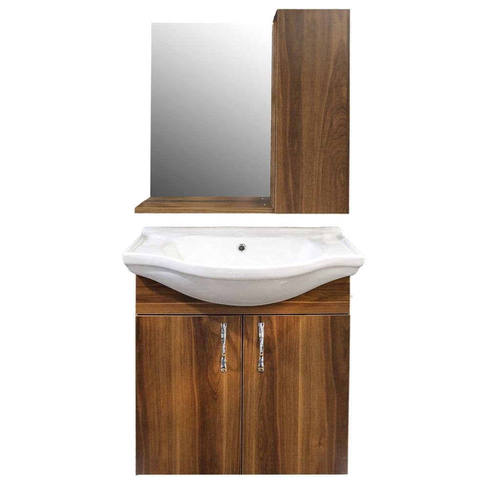 Set mobilje tualeti, Square, montim në mur, melaminë, kafe e errët, 65 cm