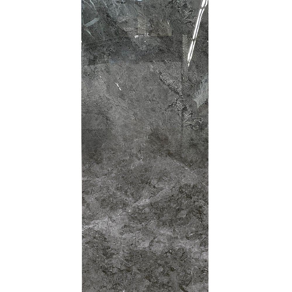 Panel muri UV, EKO dekorues, Pvc, efekt mermeri, me shkelqim, gri e errët, 280x122x0.3 cm