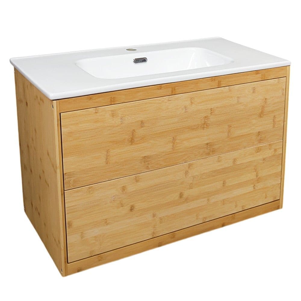 Set mobilje tualeti ''Zanzi'' me montim në murë në material bambu, qeramik. Përmasat : H52 x W80 x D44.5 cm