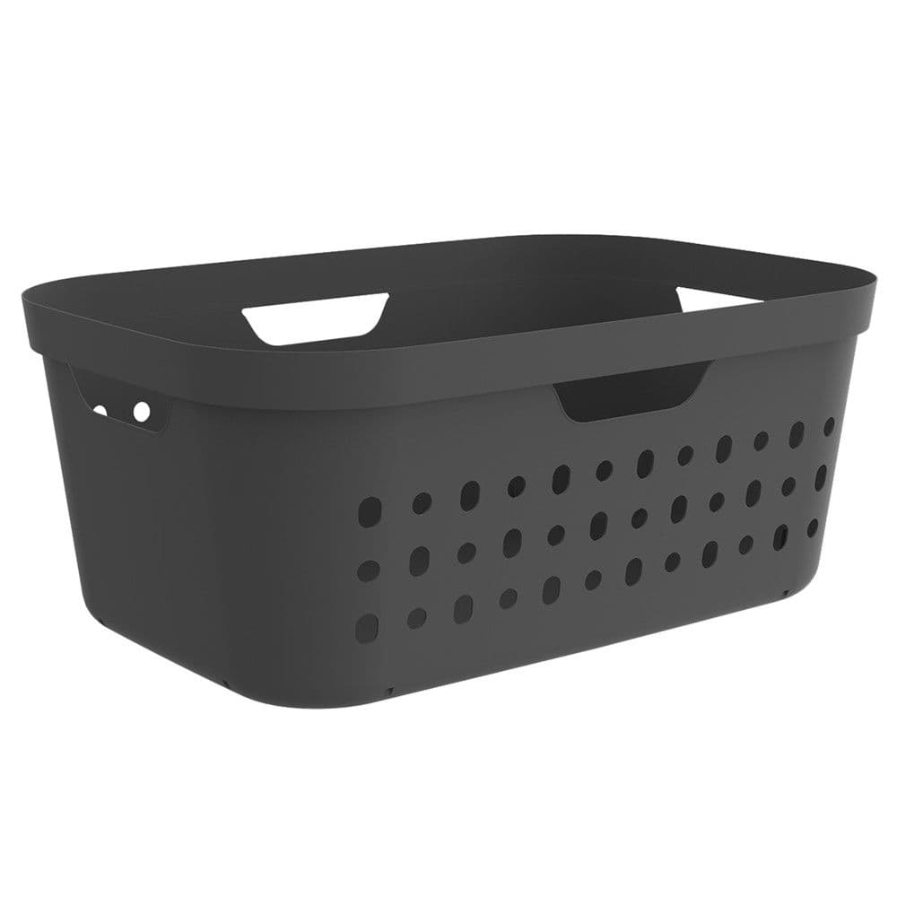 Kosh rrobash me doreza "Jona" plastik ngjyrë blu e errët, Kapaciteti 39 l, H 32.3 cm x L 56.6 cm x P 38.5 cm