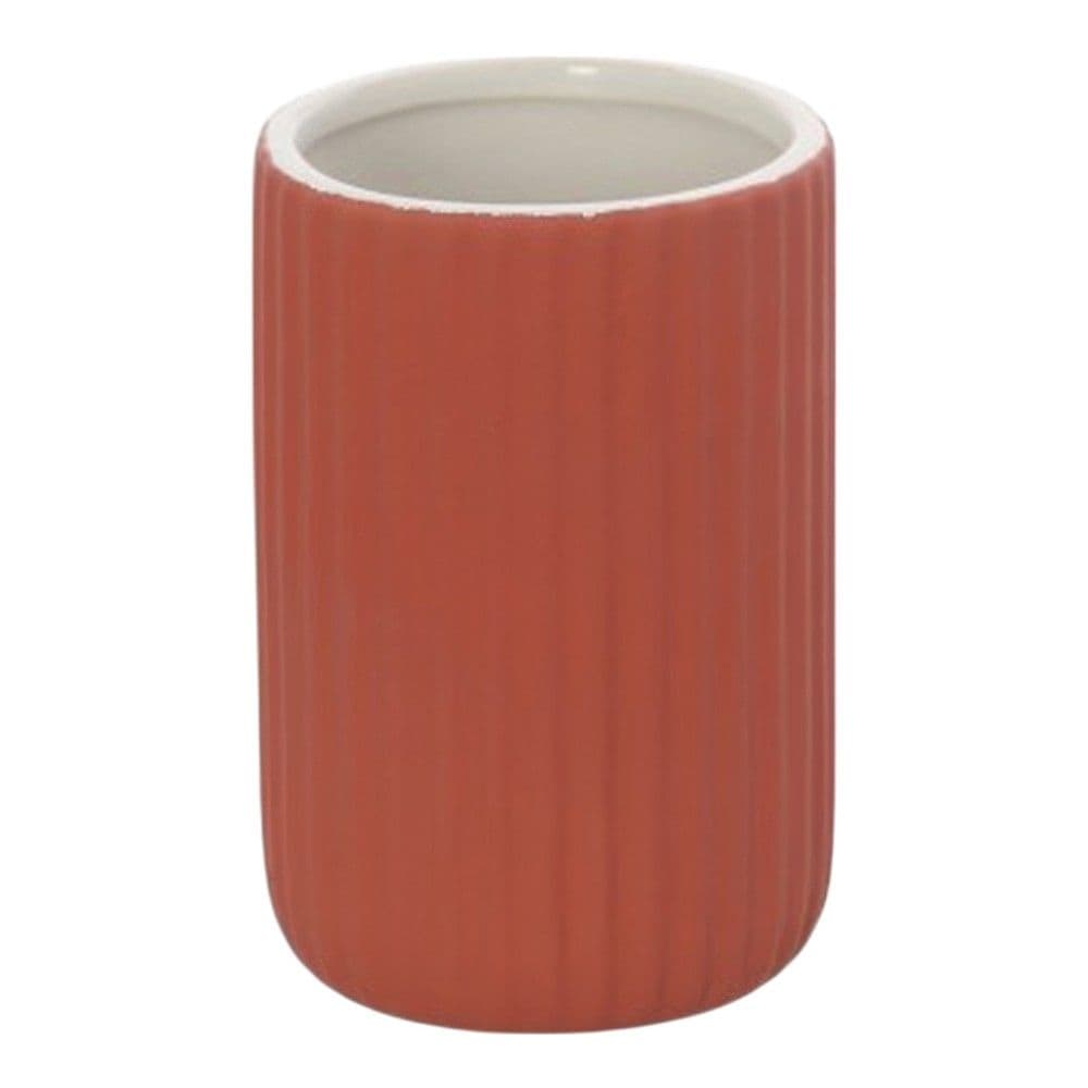 Mbajtëse furçe dhëmbësh ''Color'' në material qeramik ngjyrë e kuqe. Përmasat, H : 11.5 cm, Ø : 7 cm