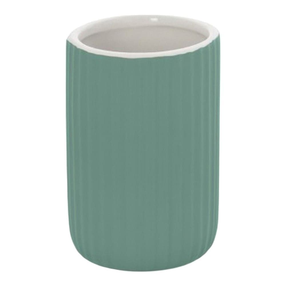 Mbajtëse furçe dhëmbësh ''Color'' në material qeramik ngjyrë jeshile. Përmasat, H : 11.5 cm, Ø : 7 cm