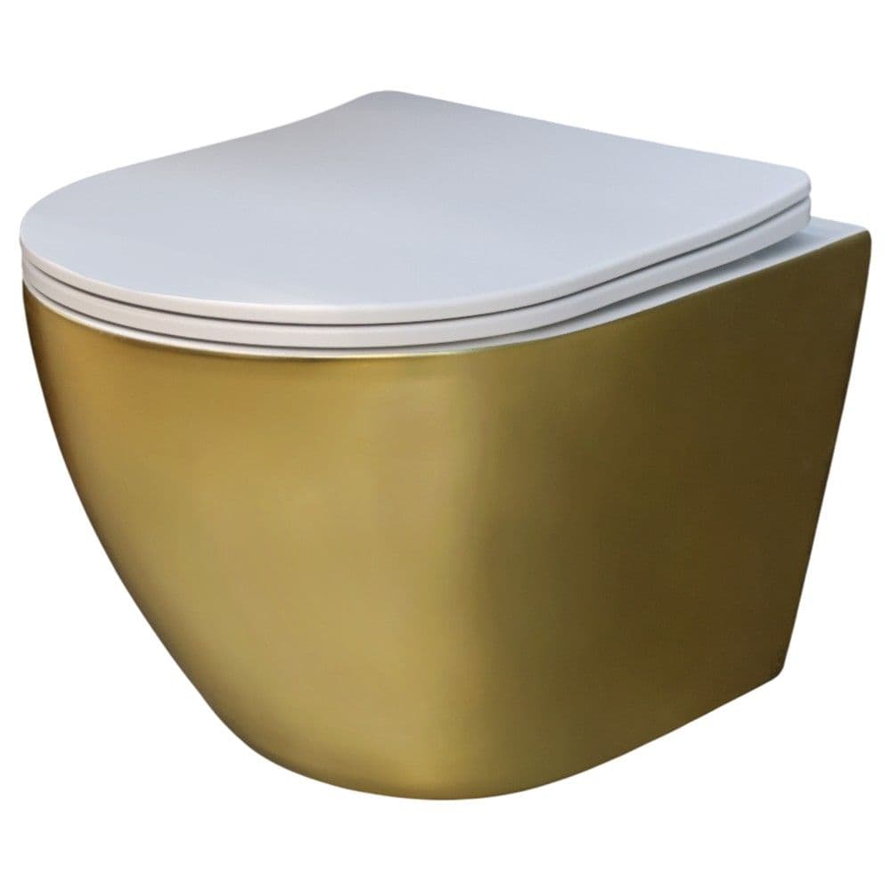 WC, me montim në mur, me kapak, porcelan, floriri, e bardhë, aks 18, 49x35xH34 cm
