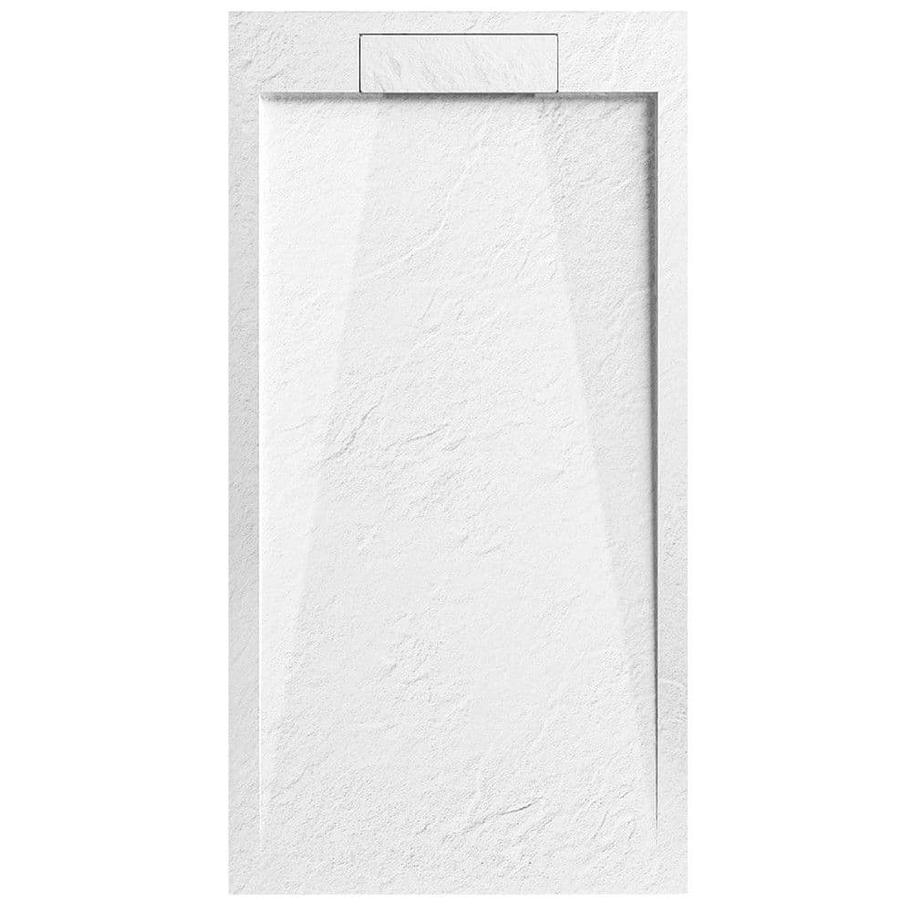 Set pllakë dushi+ piletë shkarkimi, rezinë , me efekt guri, e bardhë, 160x80xH2.5 cm