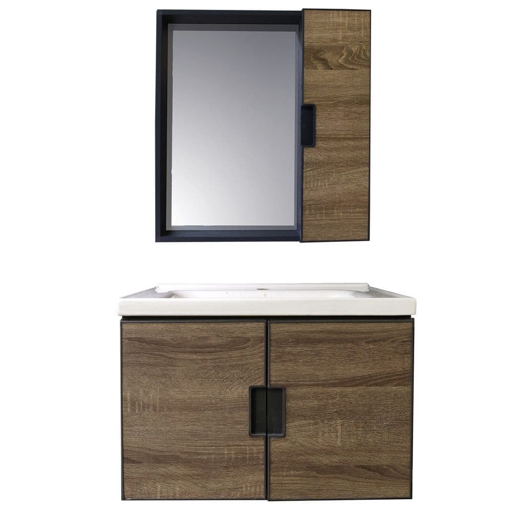 Set mobilje tualeti, me montim në mur, alumin, Përmasat: W 60 cm x D 40 cm x H 46 cm. Pasqyra: W 55 cm x D 11 cm x H 60 cm