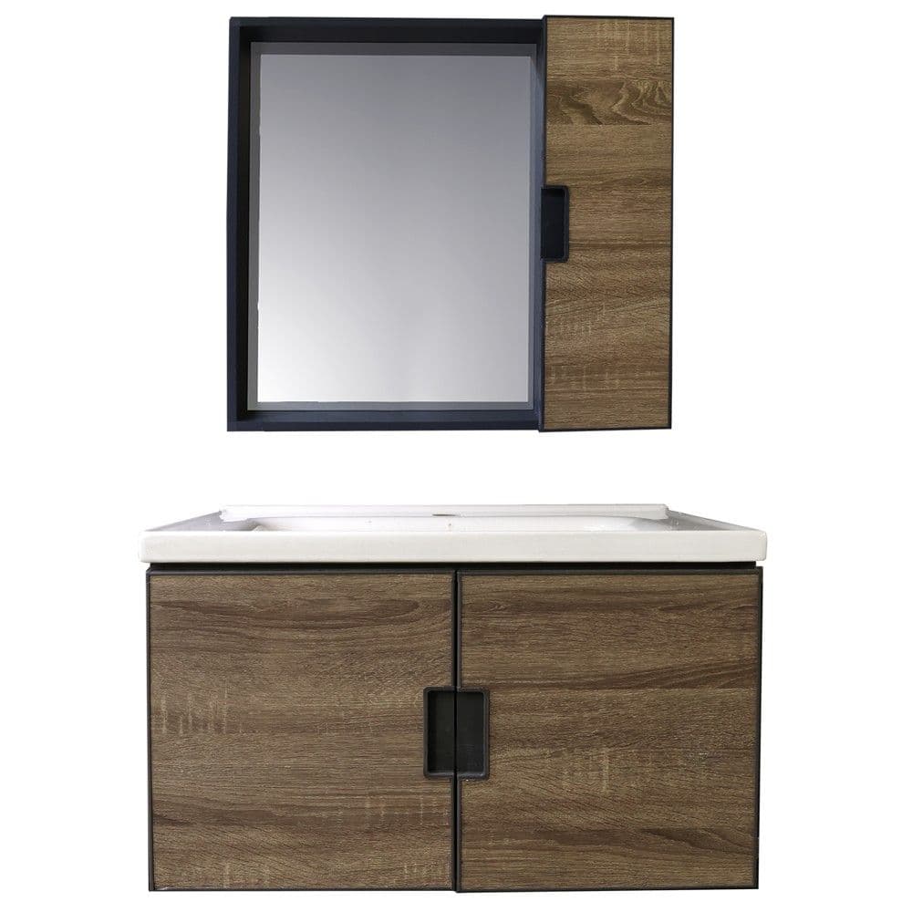 Set mobilje tualeti, me montim në mur, alumin, Përmasat: W 80 cm x D 40 cm x H 46 cm. Pasqyra: W 75 cm x D 11 cm x H 60 cm