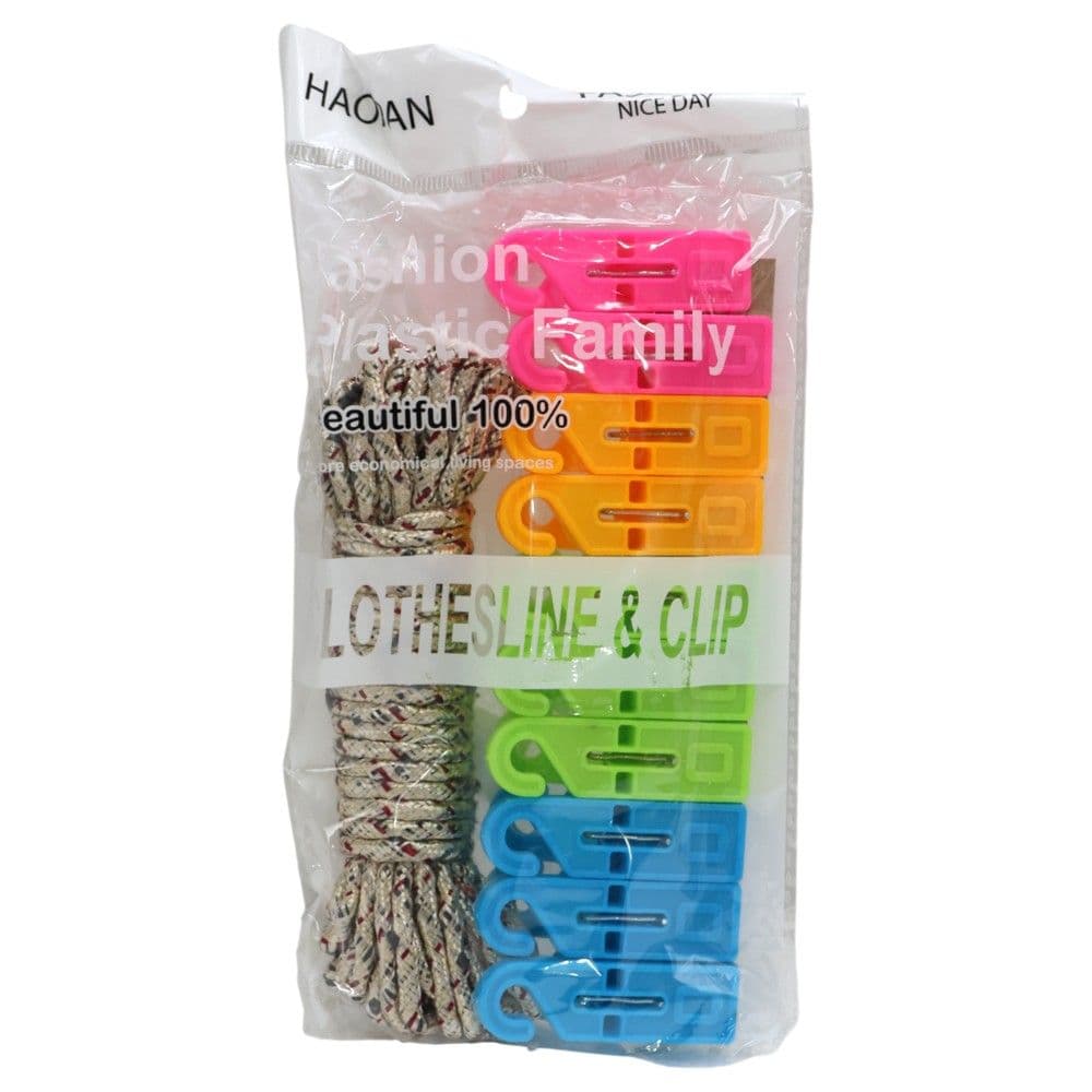 Set kapëse rrobash+tel për nderje rrobash, plastike, shumëngjyrëshe, 10 pc