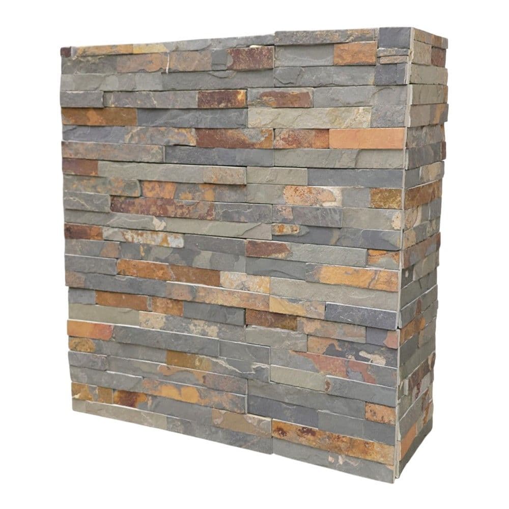 Pllakë veshje dekorative, gur natyral, kafe/gri, 36x10 cm (1 kuti= 0.432 m2)