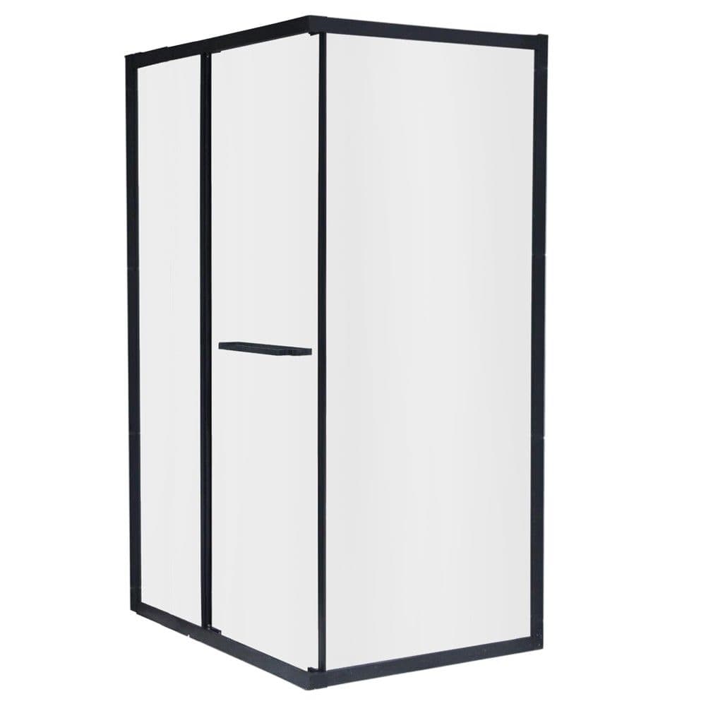 Kabinë dushi, profile alumini, e zezë, xham 6mm, 80x120xH200 cm