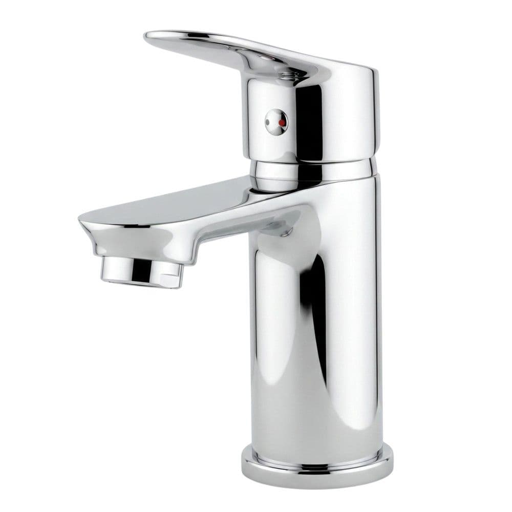 Rubinetë lavamani, material bronzi, ngjyrë argjend i kromuar, piletë me shtypje, tub fleksibël 35 cm