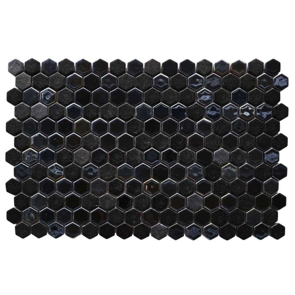 Mozaik per shtrim dhe veshje, Hexa Artistic Blend Sugar Black, pllakëza 3x3.4 cm, xhami, 32.5x51.5 cm