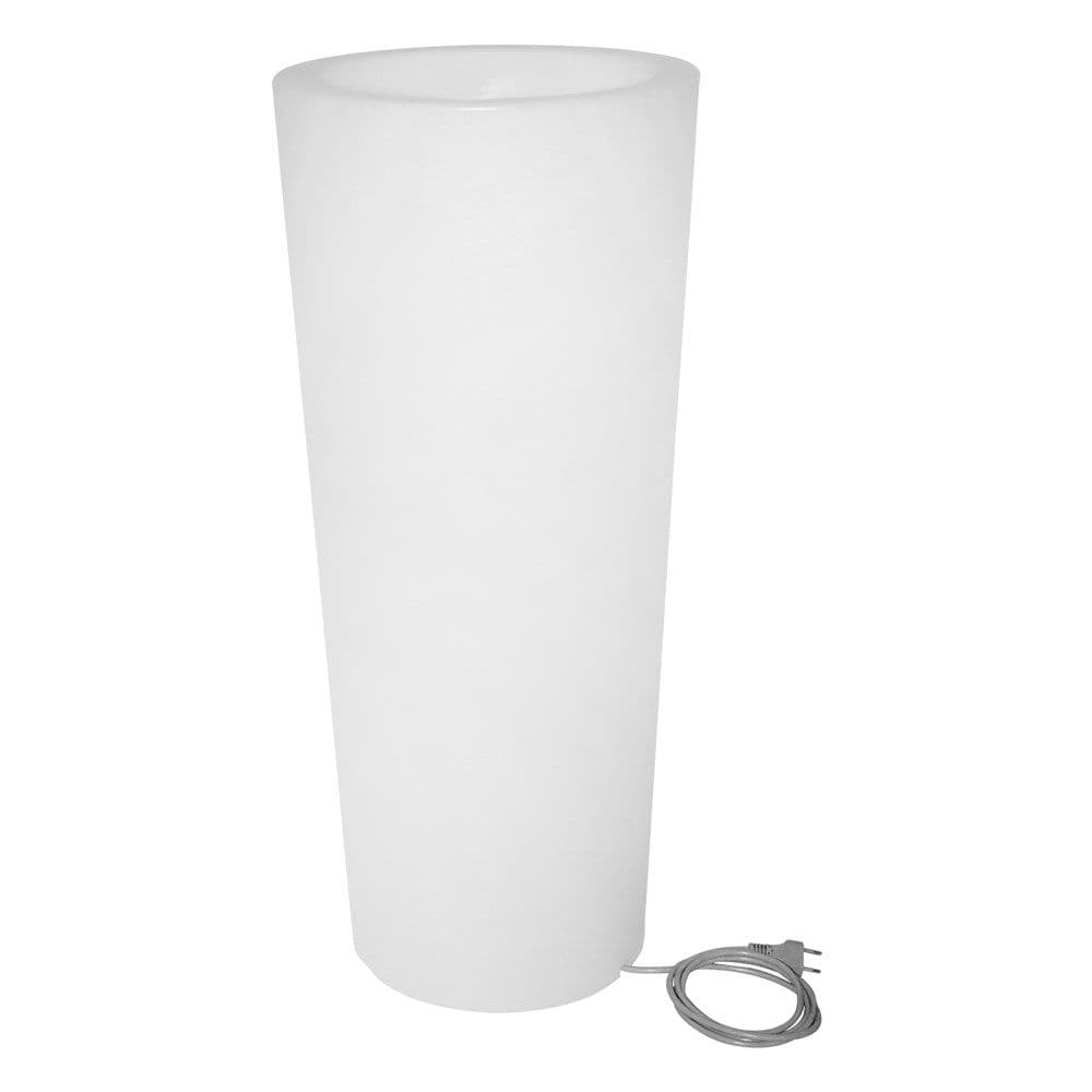 Vazo lulesh me ndriçim konike, LUCE OUTDOOR, plastike, neutral, Ø40 xH90 cm