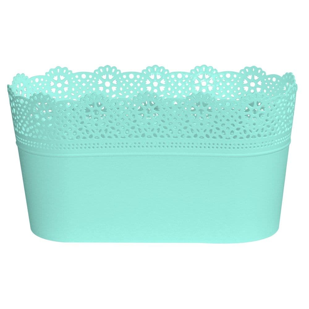 Vazo lulesh ovale, LACE, plastike, mente, 13.5x28.5xH15.5 cm