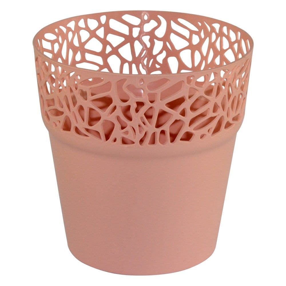 Vazo lulesh rrethore, NATURO, plastike, kafe, Ø17.5 xH17.9 cm