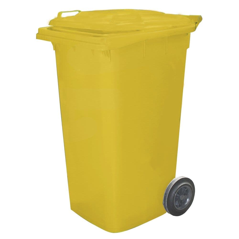 Kosh mbeturinash për ambjent të jashtëm, 240 lt, plastik, verdhë, 72x58xH106 cm