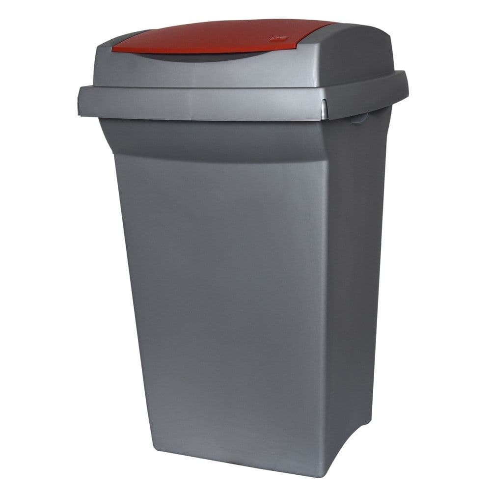 Kosh plehrash, 50 lt, plastike, gri, kapak i kuq, 43x39xH68 cm