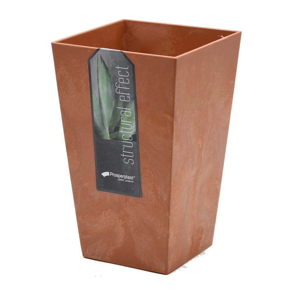 Vazo lulesh, katrore, URBI SQUARE, plastike, kafe, 12.6x12.6xH20 cm, - lt / 2 lt